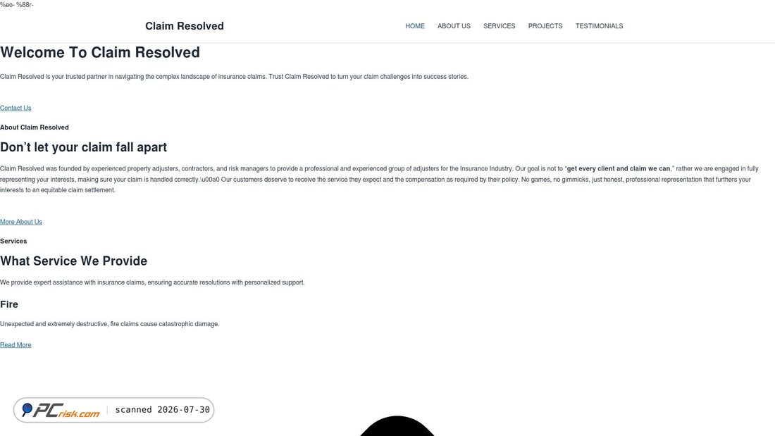 Screenshot of claimresolved.com