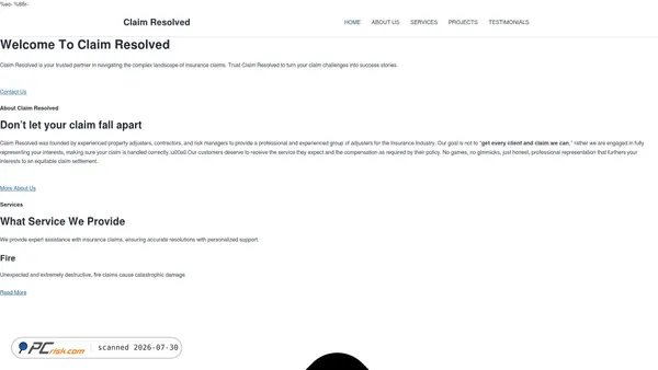 claimresolved.com screenshot