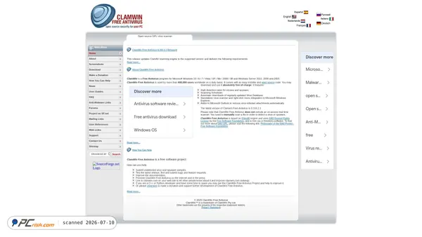clamwin.com screenshot