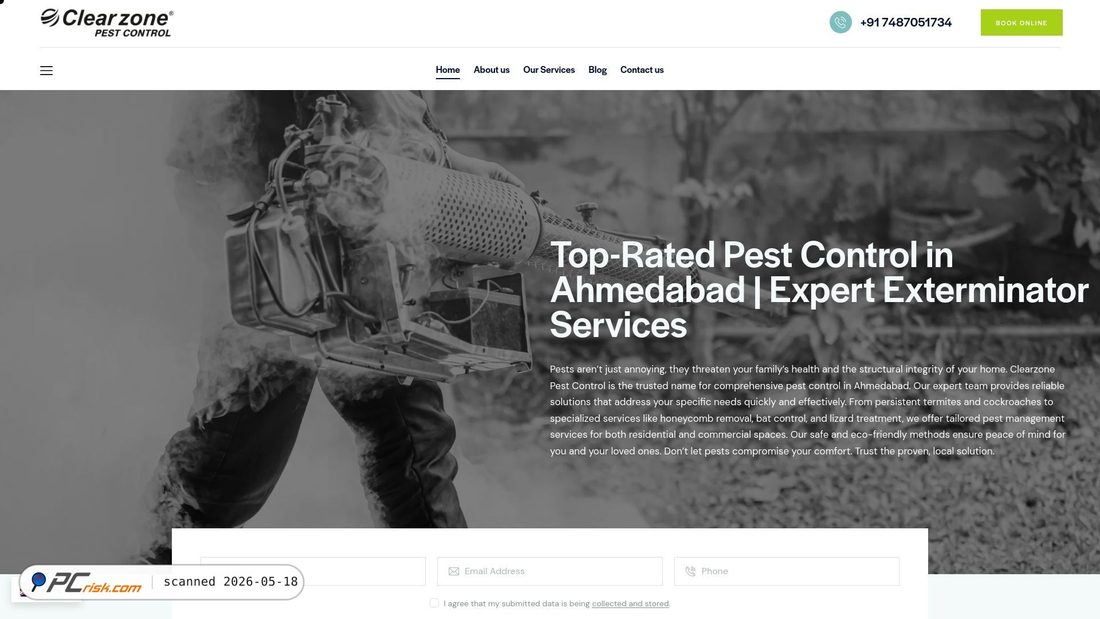 Screenshot of clearzonepestcontrol24.in