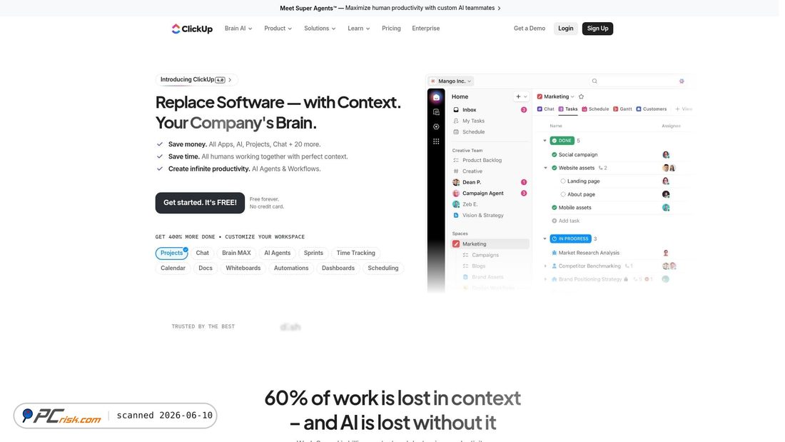 Screenshot of clickup.com