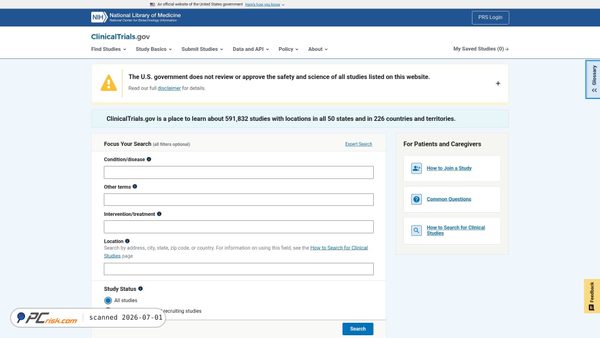 clinicaltrials.gov screenshot