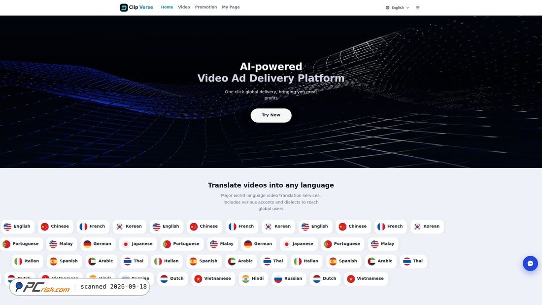 Captura de ecrã de clipverse.it.com