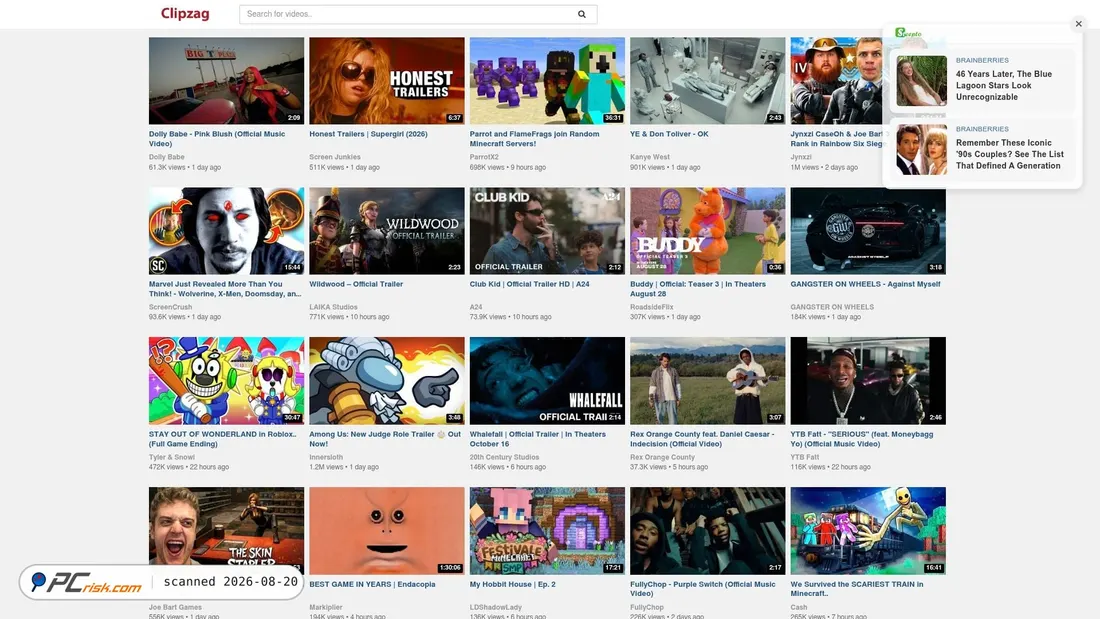 Screenshot von clipzag.com