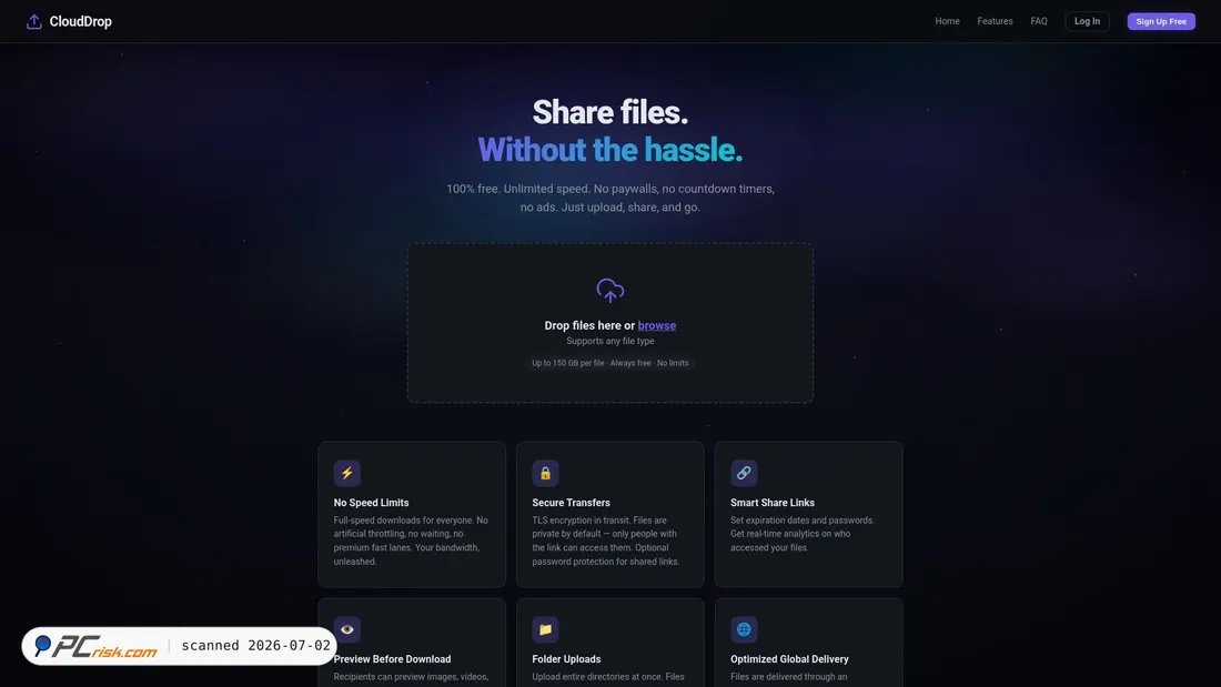 Screenshot of clouddrop.io