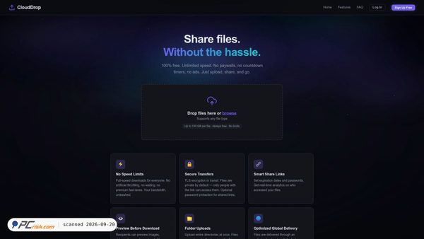 Screenshot di clouddrop.io