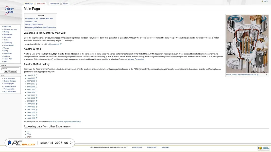 Screenshot of cmodwiki.psfc.mit.edu