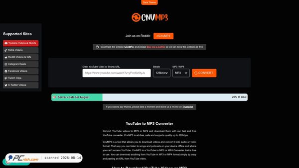 cnvmp3.com screenshot