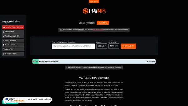 cnvmp3.com Screenshot