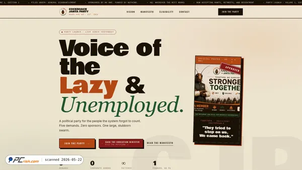 cockroachjantaparty.org screenshot