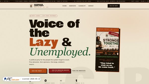 cockroachjantaparty.org screenshot