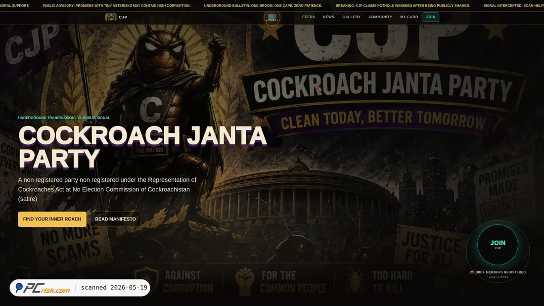 Screenshot of cockroachjantaparty.site