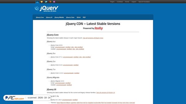 Captura de ecrã de code.jquery.com