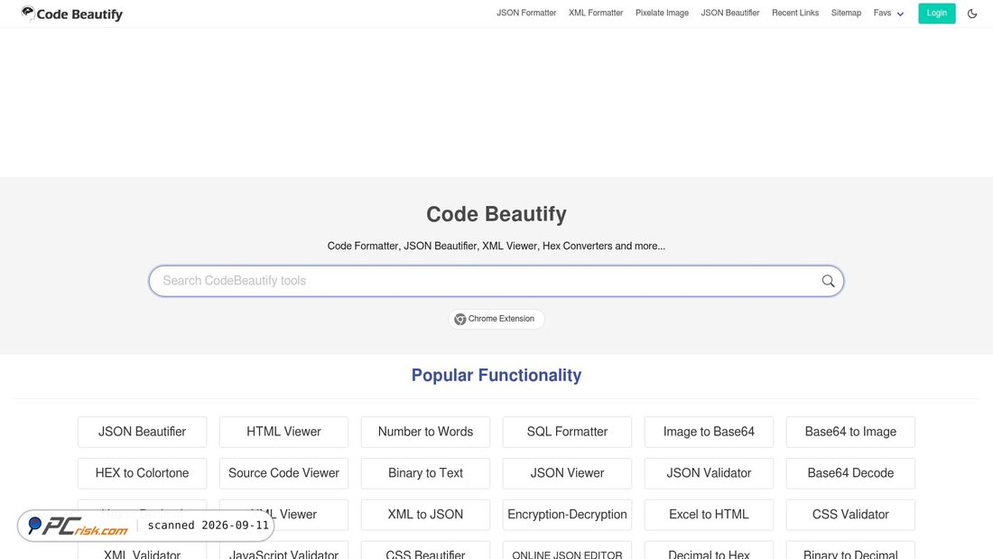 Screenshot di codebeautify.org
