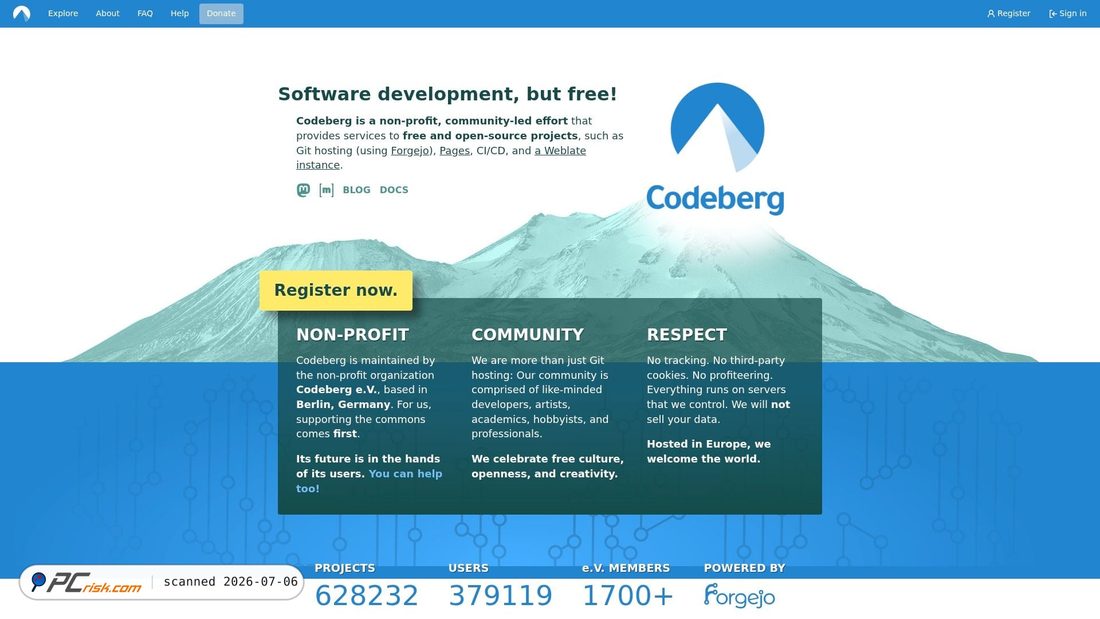 Screenshot of codeberg.org