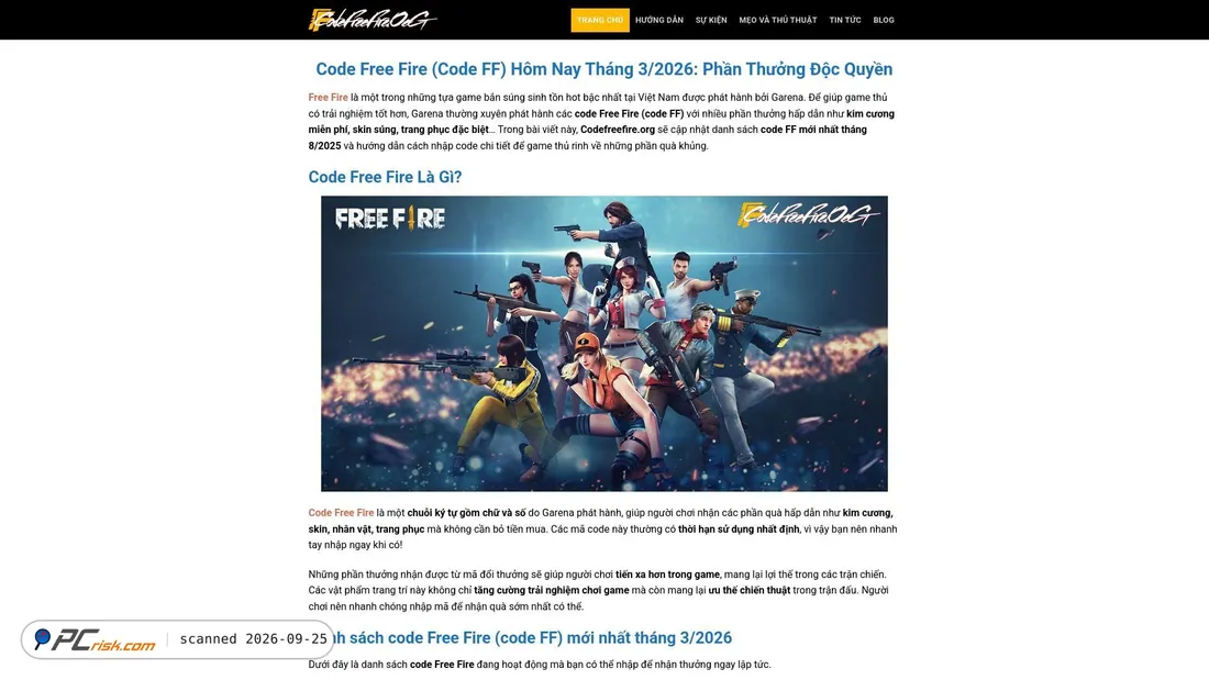 Screenshot of codefreefire.org