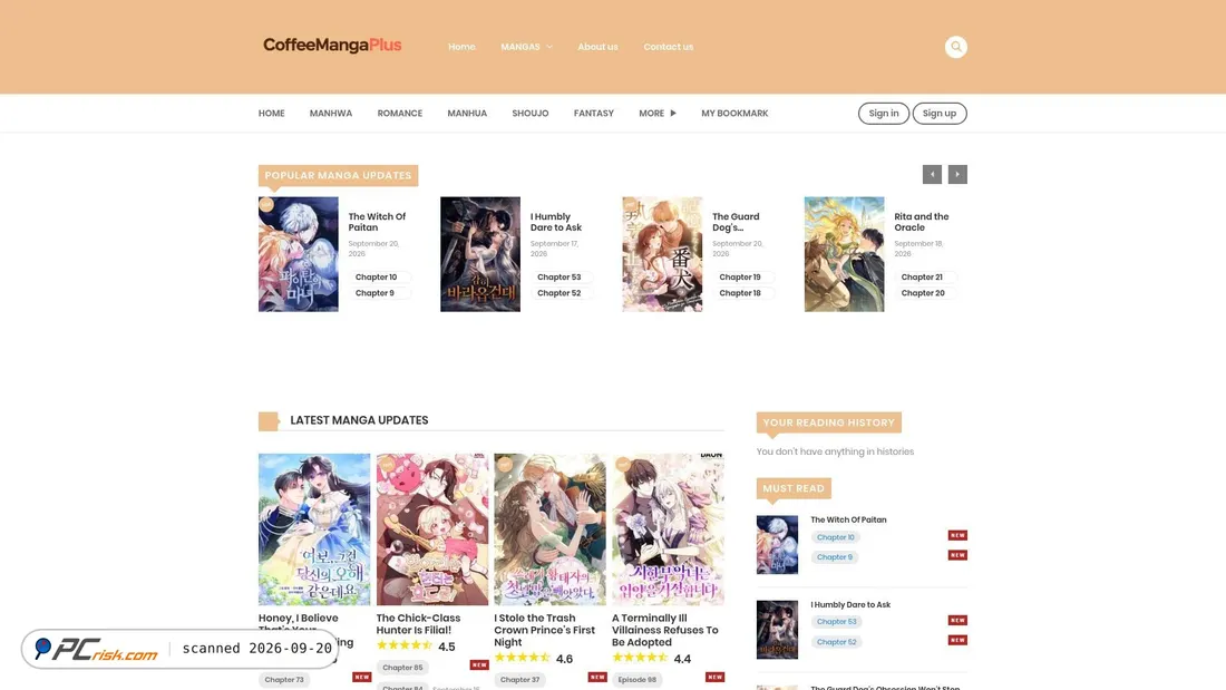 Screenshot di coffeemangaplus.com