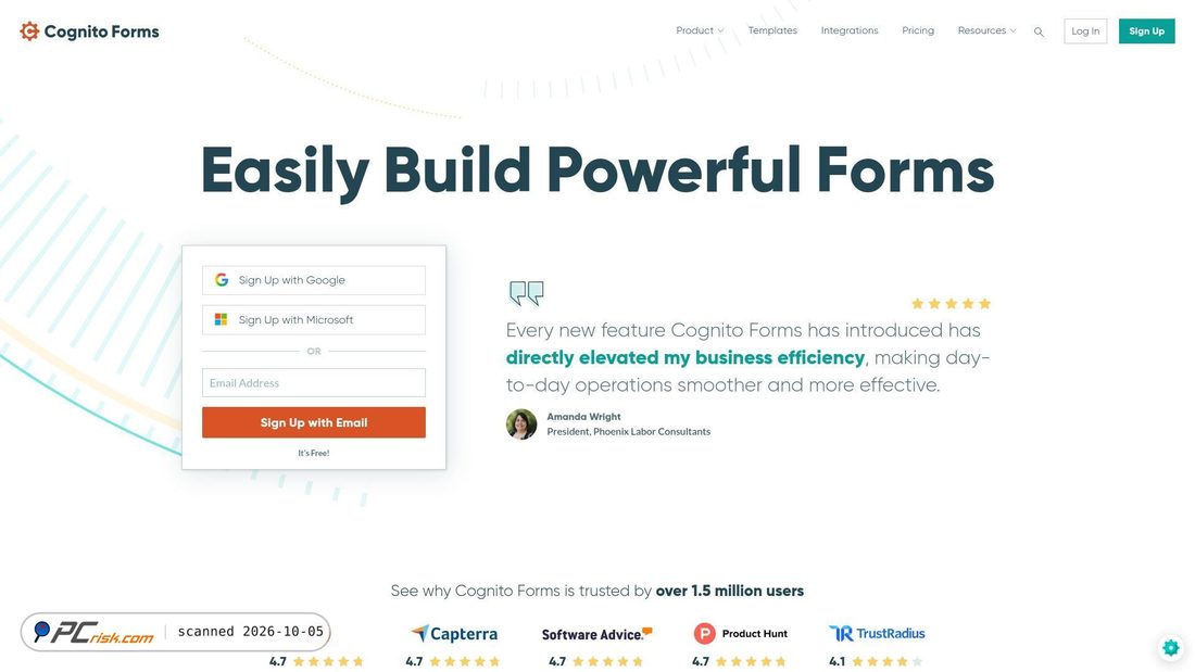 Captura de ecrã de cognitoforms.com
