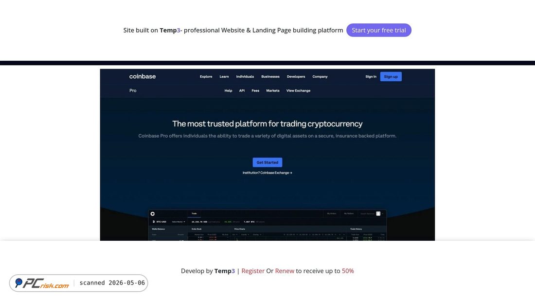 Screenshot of coin-base-pro-login-faq.tem3.io