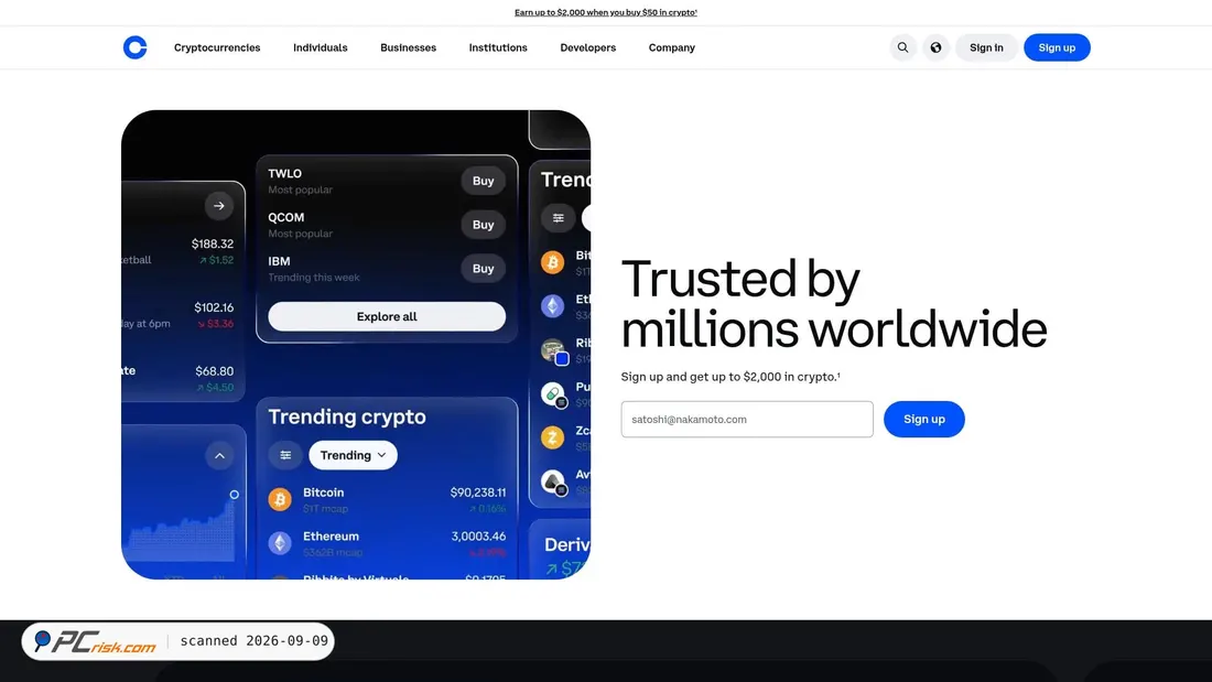 Screenshot von coinbase.com