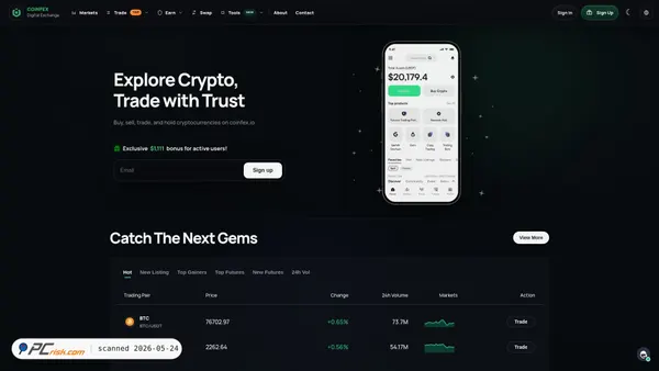 coinfex.io screenshot