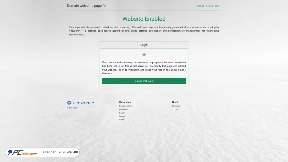 Screenshot of coins-claim.com