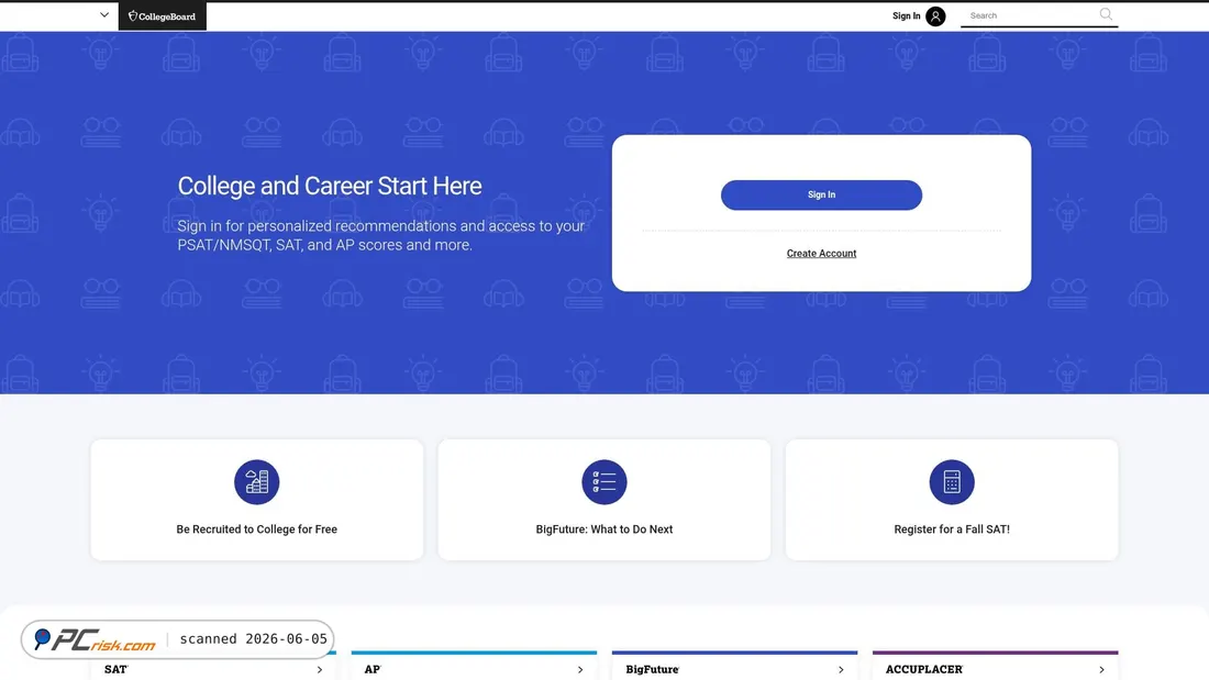 Screenshot of collegeboard.org