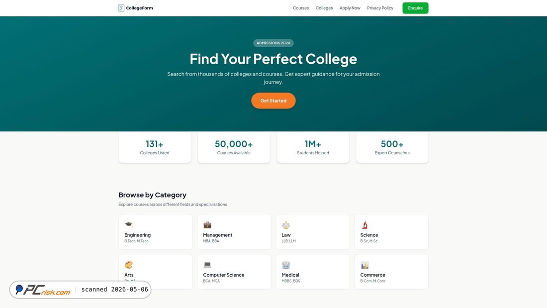 Screenshot of collegeform.in