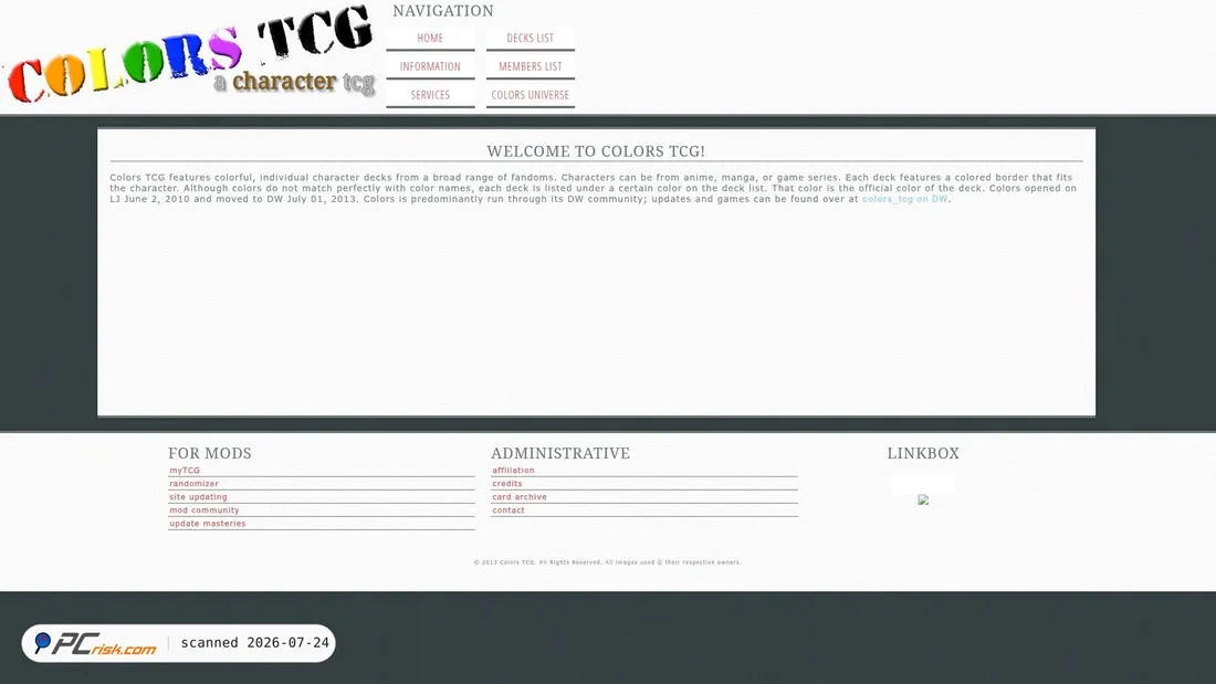 Screenshot of colors-tcg.eu