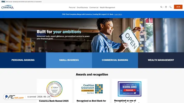 comerica.com screenshot