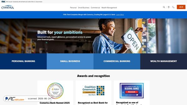 comerica.com screenshot