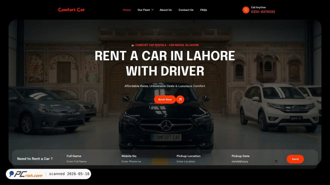 Screenshot of comfortcar.pk