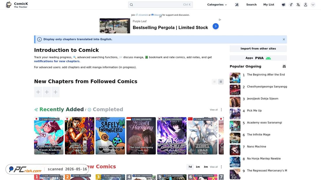 Screenshot of comick.dev