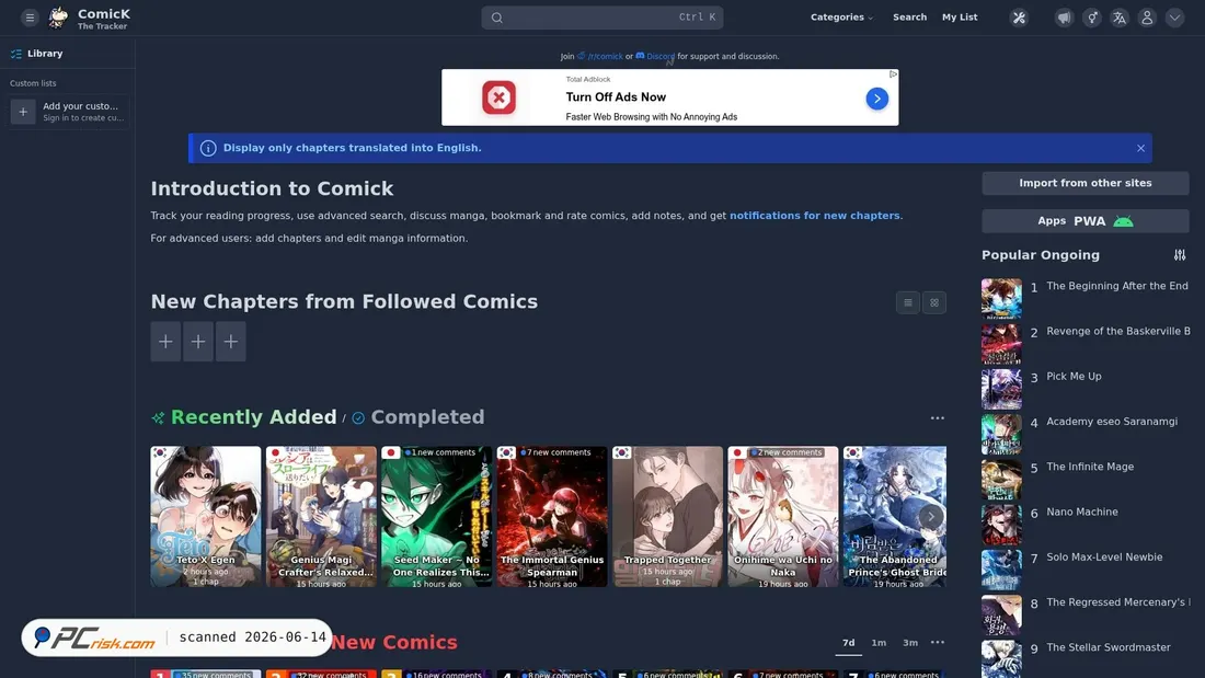 Screenshot of comick.io