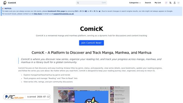 comickz.co.uk screenshot