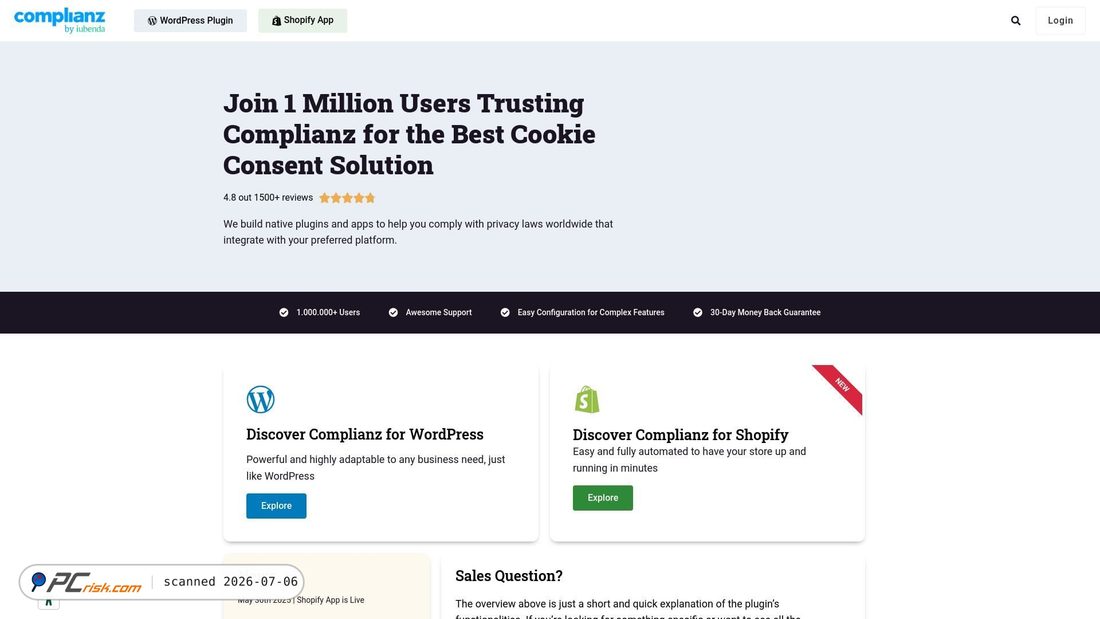 Screenshot of complianz.io