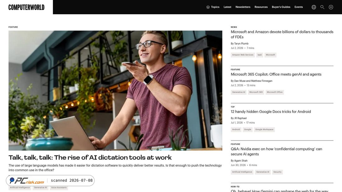 Screenshot of computerworld.com