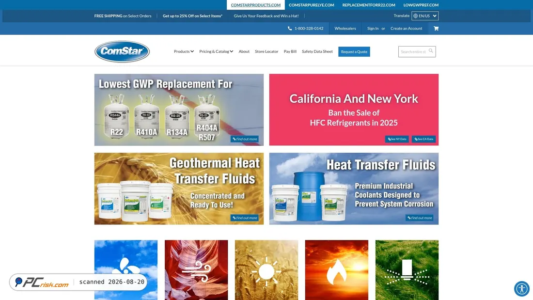 Screenshot of comstarproducts.com
