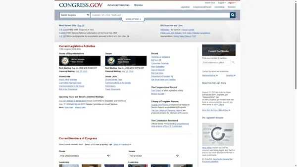 Screenshot di congress.gov