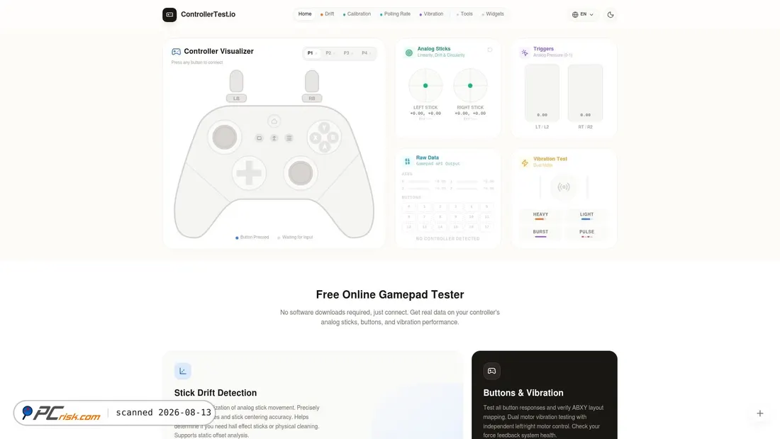 Screenshot of controllertest.io