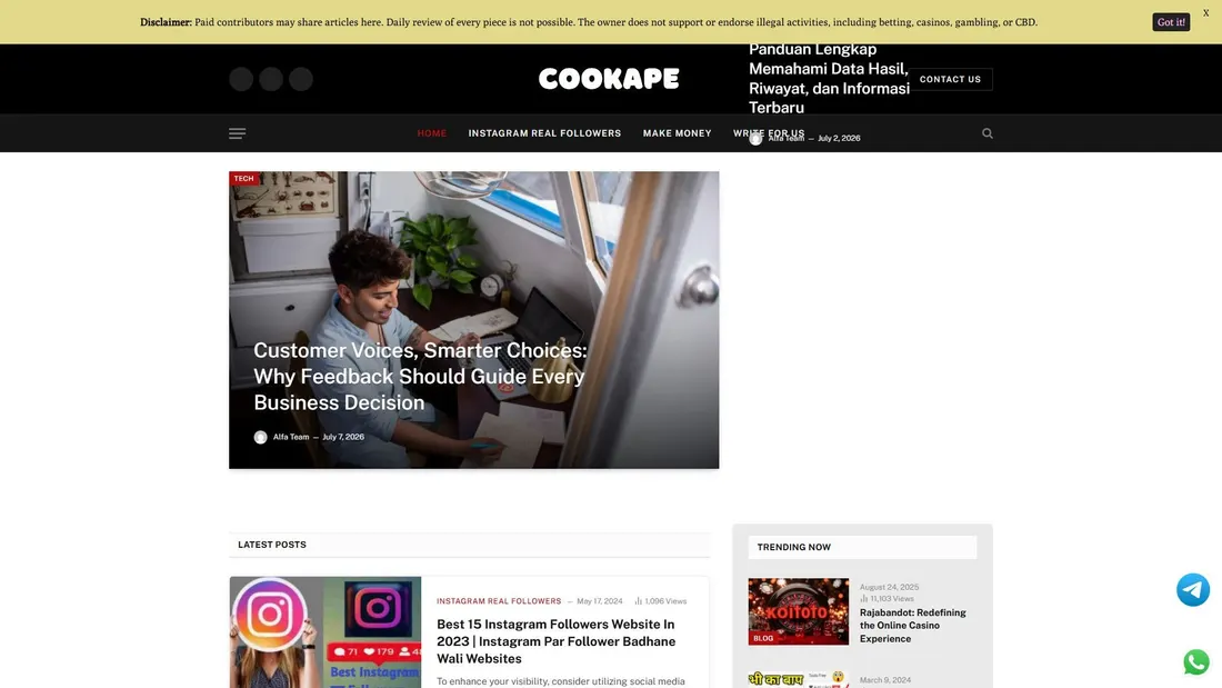 Screenshot of cookape.org