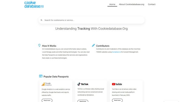 cookiedatabase.org screenshot