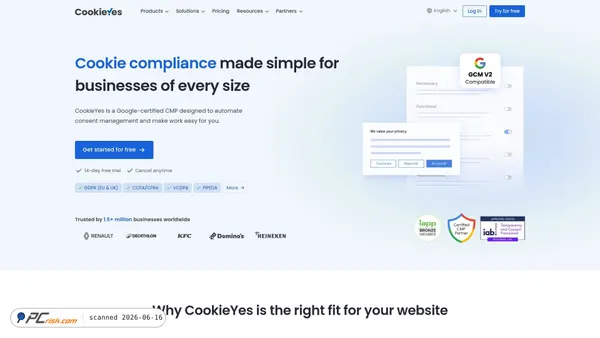 cookieyes.com screenshot