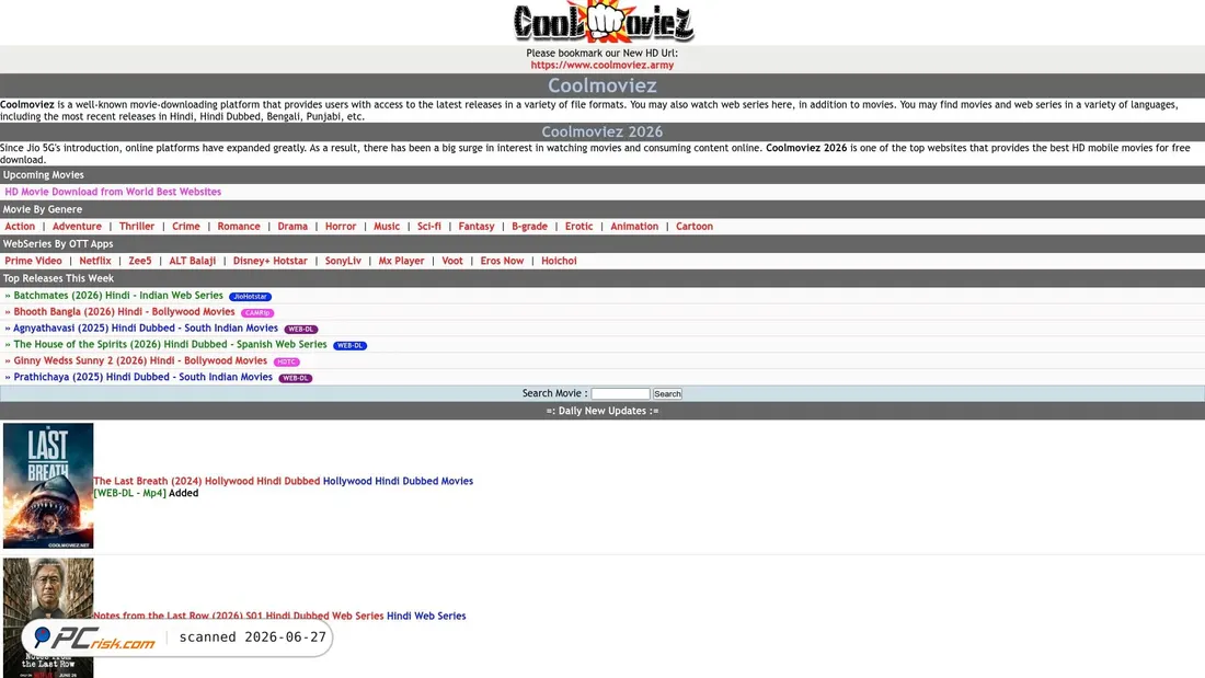 Screenshot of coolmoviez.vu