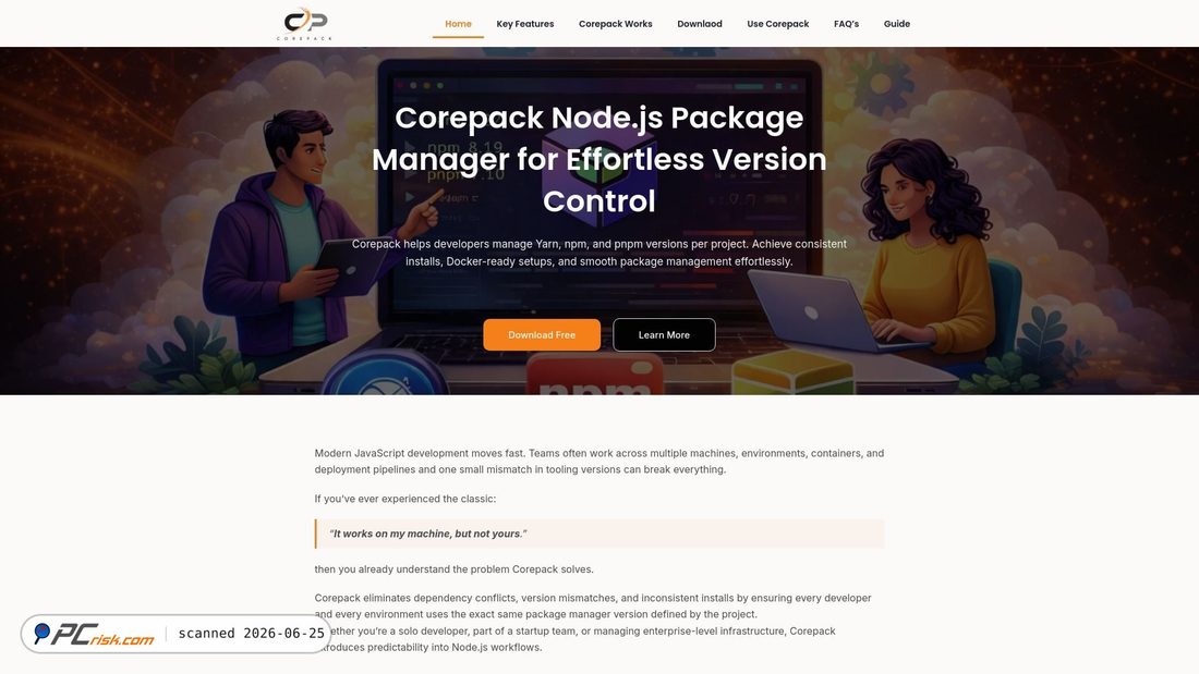 Screenshot of corepack.org