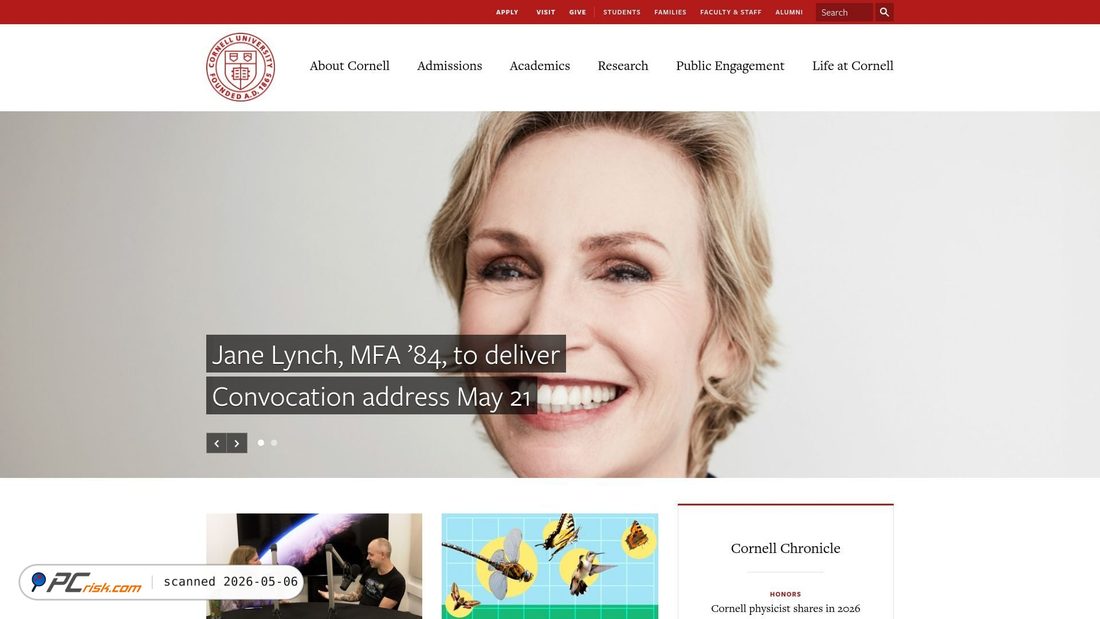 Screenshot of cornell.edu