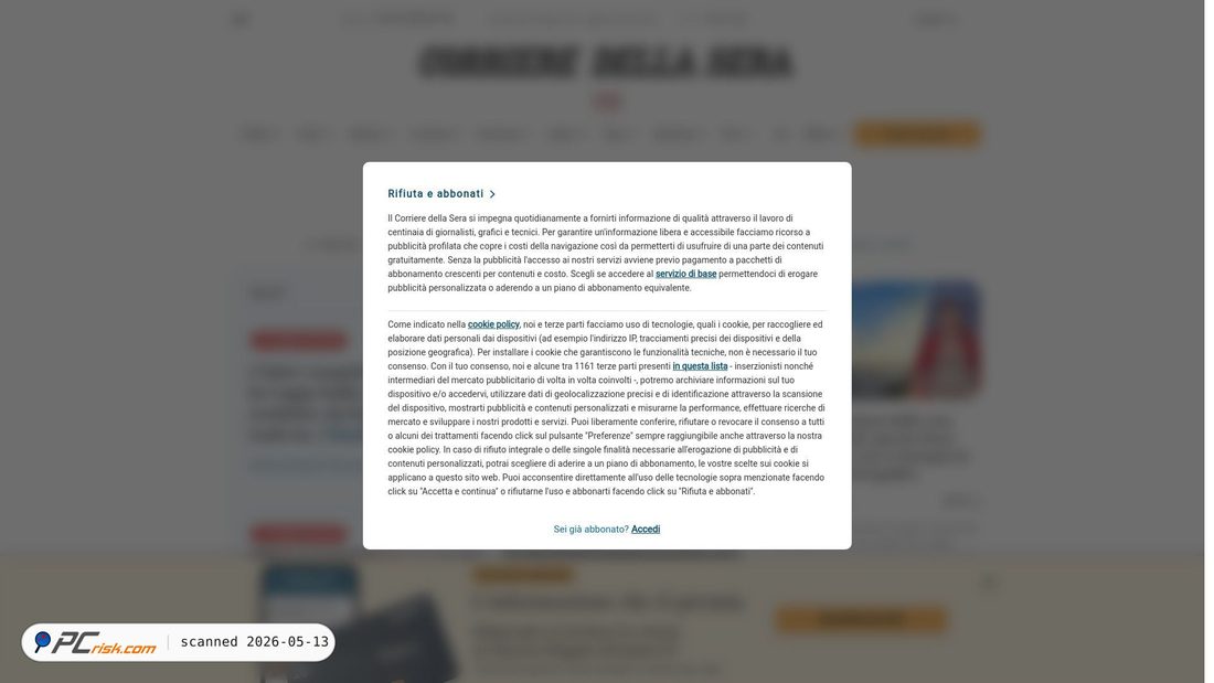 Captura de pantalla de corriere.it