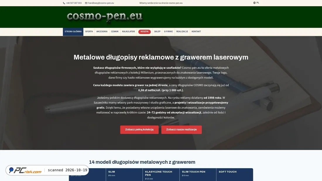 Screenshot von cosmo-pen.eu