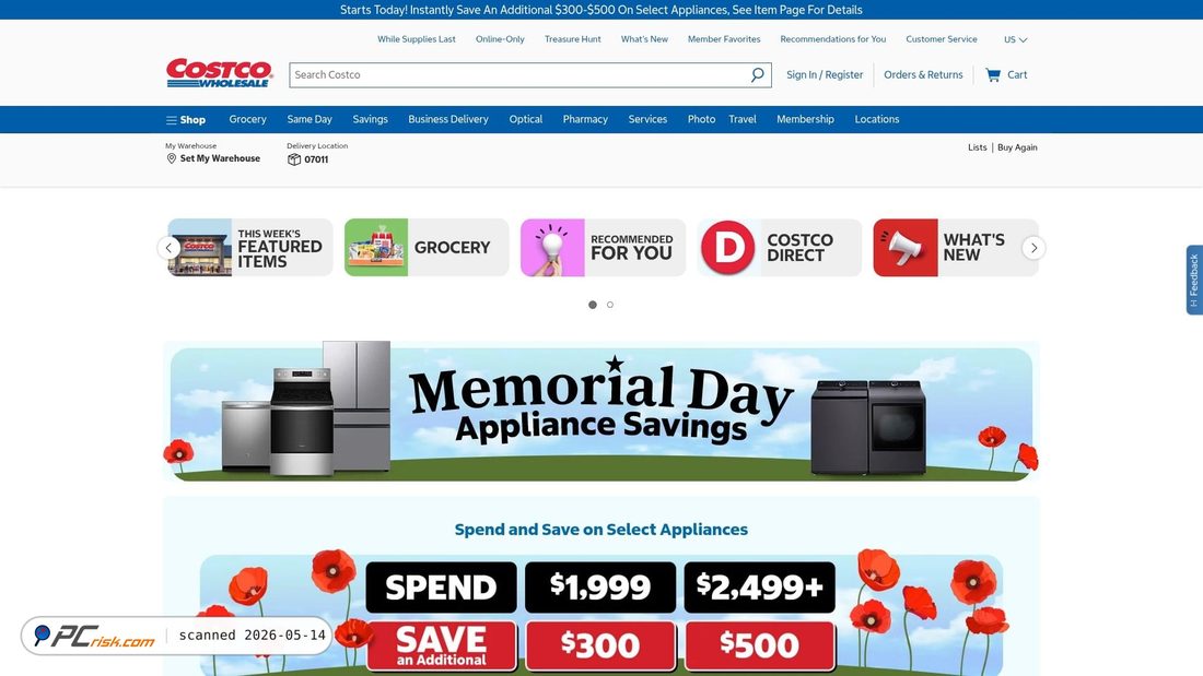 Screenshot di costco.com