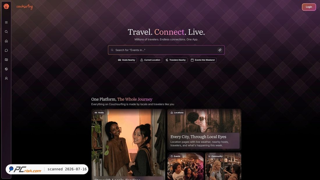 Screenshot of couchsurfing.com